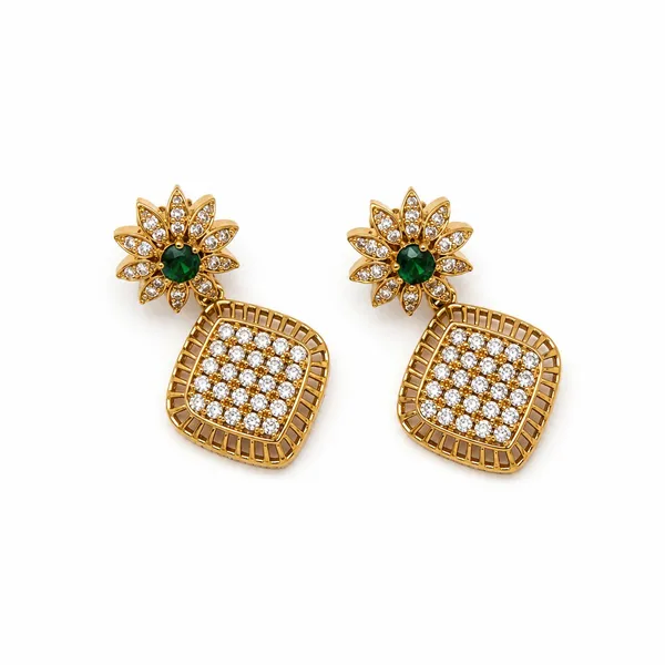 LJF_Gold_Plated_American_Diamonds_Necklace_Set_for_Women_|_Green_Stone_Floral_Pendant_Necklace_with_Matching_Earrings