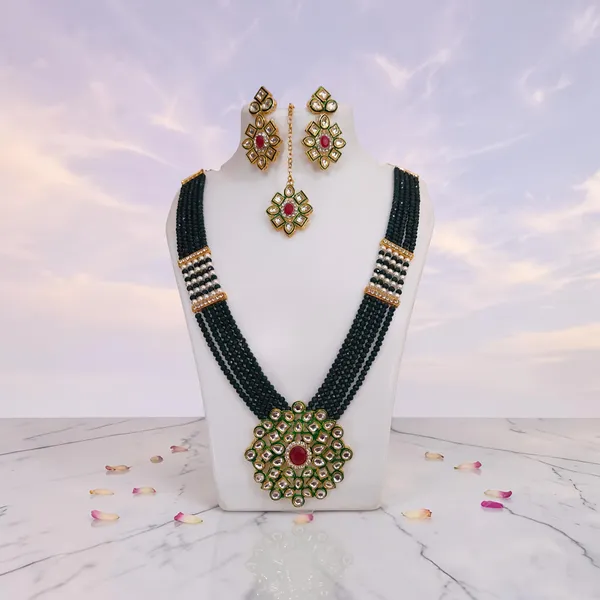 LJF_Green_Beaded_Kundan_Rajwadi_Bridal_Necklace_Set_with_Maang_Tikka_&_Earrings_for_Women_and_Girls|_Rani_Haar_Wedding_Necklace_Set