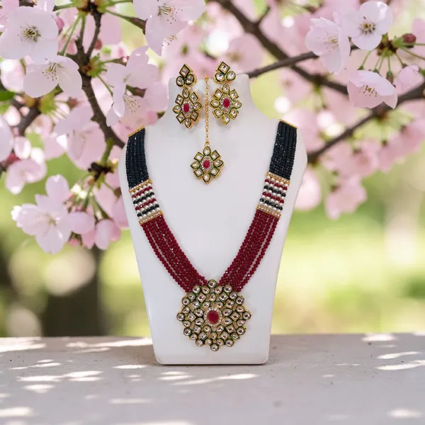 LJF_Multicolour_Beaded_Kundan_Rajwadi_Bridal_Necklace_Set_with_Maang_Tikka_&_Earrings_for_Women_and_Girls|_Rani_Haar_Wedding_Necklace_Set