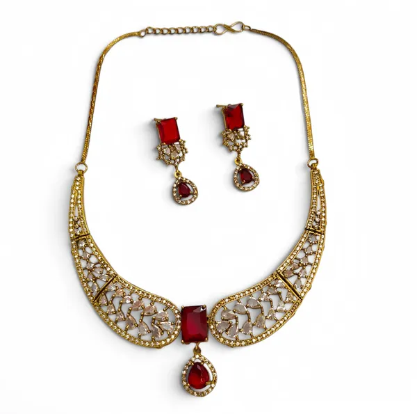 LJF_Red_Stone_Antique_Gold-Tone_Mehandi_finish_Necklace_Set_for_Women_|_Statement_Collar_Necklace_with_Matching_Drop_Earrings