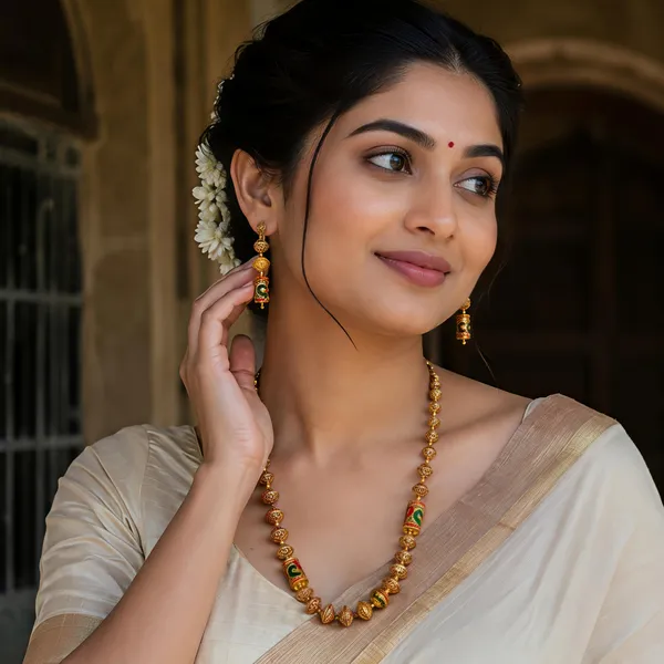 LJF_Traditional_Gold_Plated_Matar_Mala_Necklace_Set_for_Women_|_Designer_Ethnic_Beaded_Long_Mala_with_Matching_Earrings