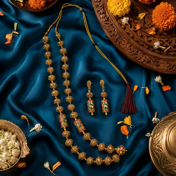 LJF_Traditional_Gold_Plated_Matar_Mala_Necklace_Set_for_Women_|_Designer_Ethnic_Beaded_Long_Mala_with_Matching_Earrings