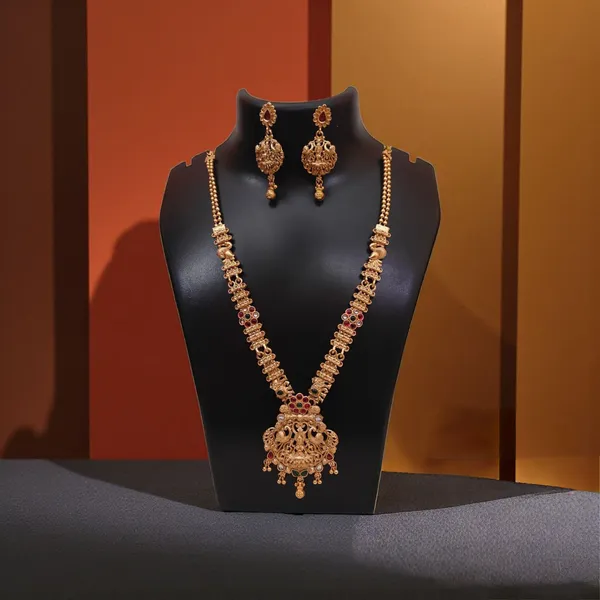 LJF_Traditional_South_Indian_Temple_Jewelry_Necklace_Set_for_Women_|_Antique_Gold_Plated_Lakshmi_Pendant_Necklace_with_Earrings