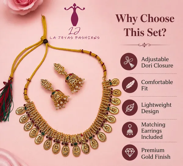 Traditional_Gold_Plated_Temple_Jewellery_Set_for_Women_|_Adjustable_Choker_Necklace_with_Jhumka_Earrings
