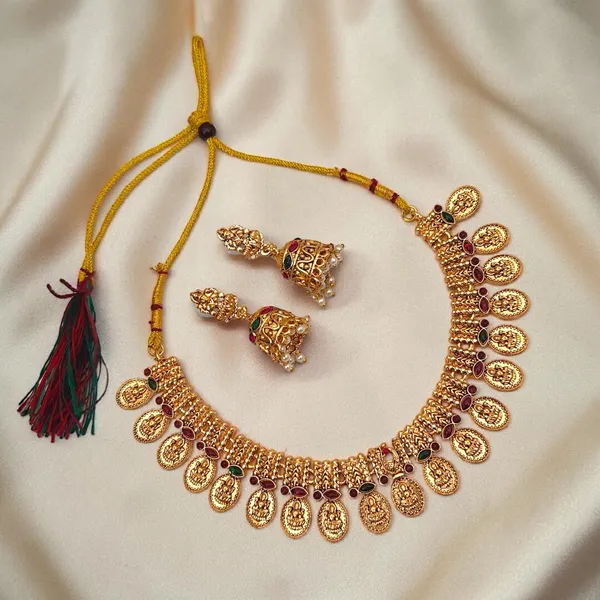 Traditional_Gold_Plated_Temple_Jewellery_Set_for_Women_|_Adjustable_Choker_Necklace_with_Jhumka_Earrings