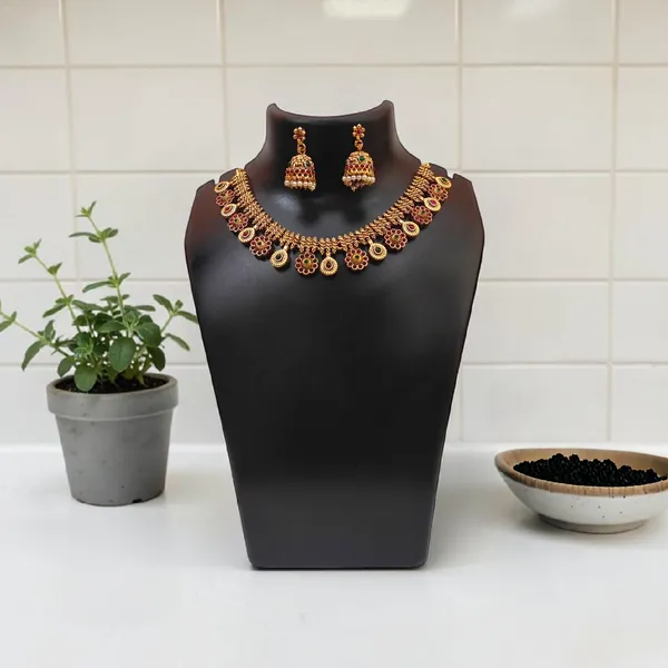 Traditional_Gold_Plated_Temple_Jewellery_Set_for_Women_|_Adjustable_Choker_Necklace_with_Jhumka_Earrings