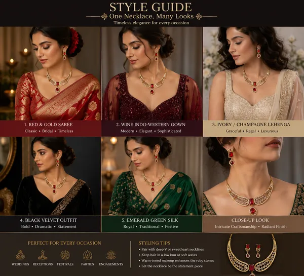 LJF_Red_Stone_Antique_Gold-Tone_Mehandi_finish_Necklace_Set_for_Women_|_Statement_Collar_Necklace_with_Matching_Drop_Earrings
