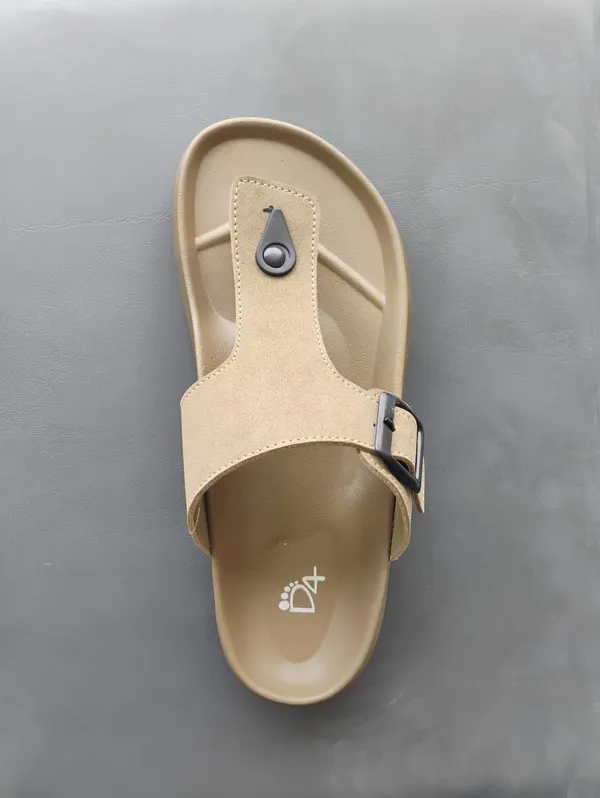 Beige_T_Strap_Sandals_Adjustable_Buckle_Comfortable_Stylish_Casual_Daily_Wear