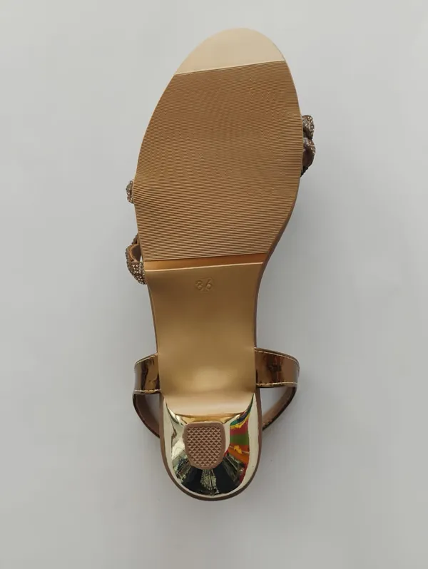 Gold_Toned_Braided_Strap_Kitten_Heel_Sandals_Stylish_Party_Wear_Comfortable_Elegant