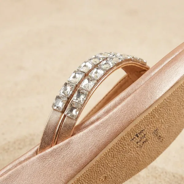 Womens_Embellished_Strappy_Flat_Sandals_Rose_Gold_Stylish_Comfortable_Trendy