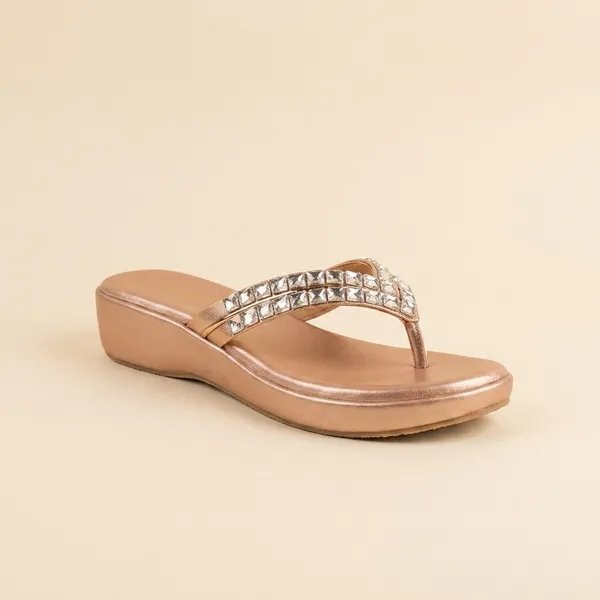 Womens_Embellished_Strappy_Flat_Sandals_Rose_Gold_Stylish_Comfortable_Trendy
