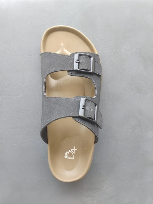 Cream_And_Grey_Double_Strap_Buckle_Slide_Sandals_Comfortable_Stylish_Casual_Lightweight