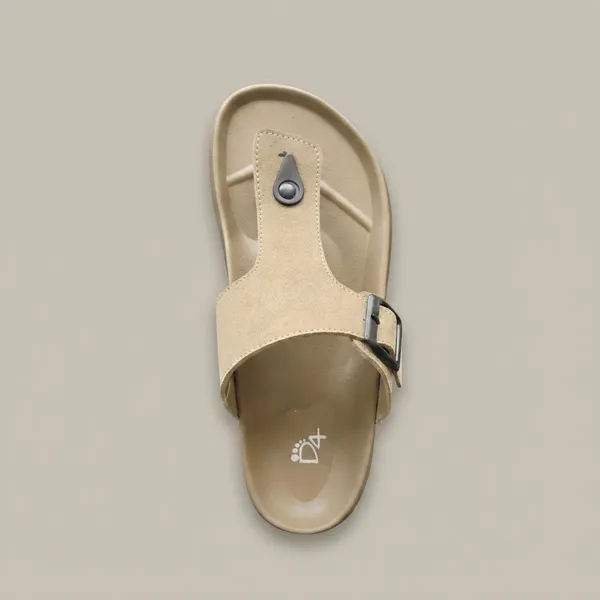 Beige_T_Strap_Sandals_Adjustable_Buckle_Comfortable_Stylish_Casual_Daily_Wear