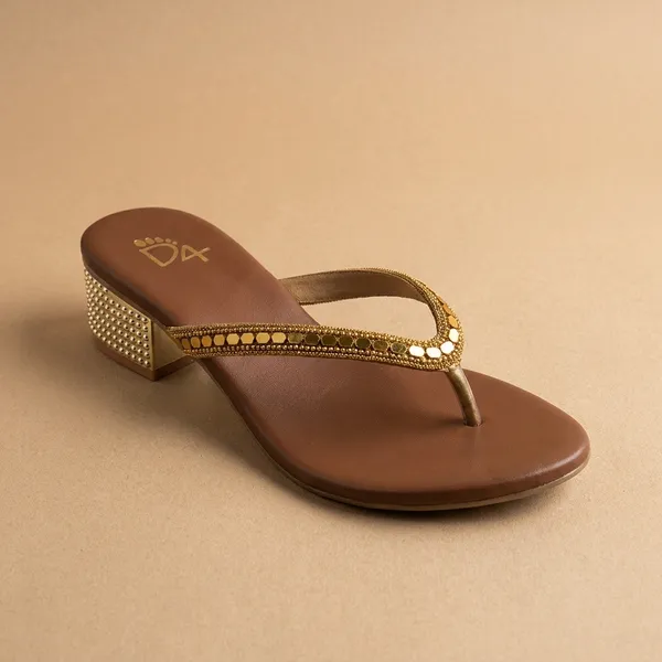 Brown_Golden_Embellished_Flat_Sandals_For_Women_Stylish_Comfortable_Casual_Trendy_Wear