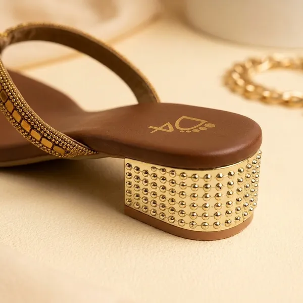 Brown_Golden_Embellished_Flat_Sandals_For_Women_Stylish_Comfortable_Casual_Trendy_Wear