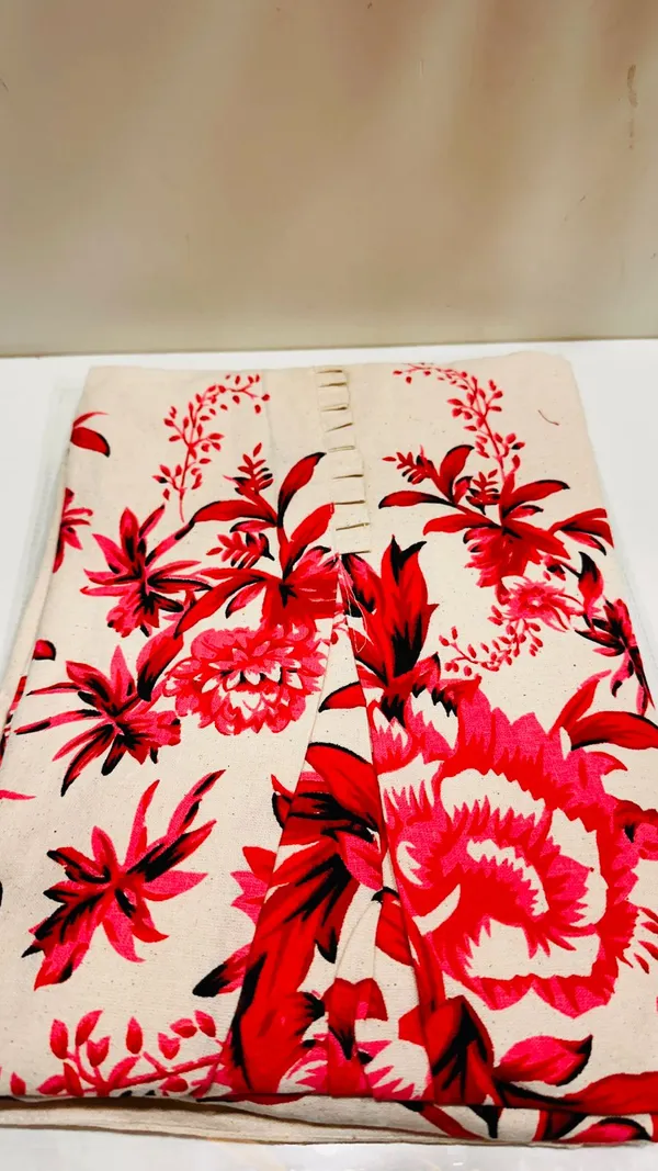 Red_White_Khadi_Cotton_Floral_Print_Night_Wear_For_Women