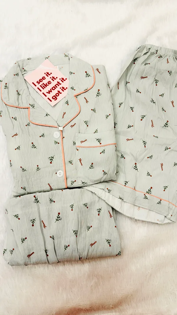Grey_Crushed_Cotton_Floral_Print_Braless_3-Piece_Nightsuit_For_Women