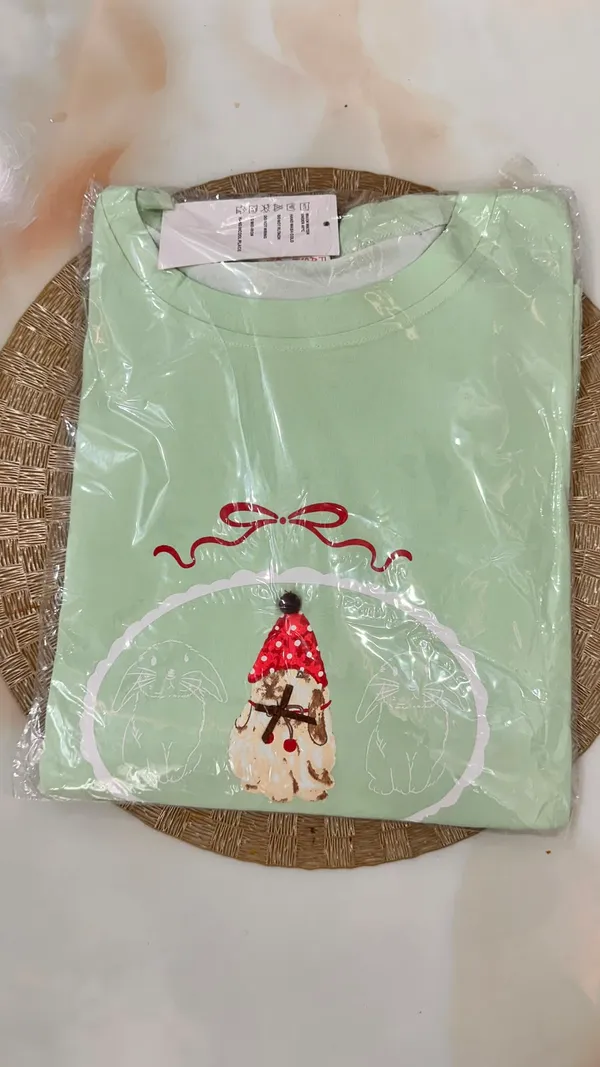 Green_Cotton_Blend_Oversized_Graphic_Print_T_Shirt_Pajama_Set_For_Women