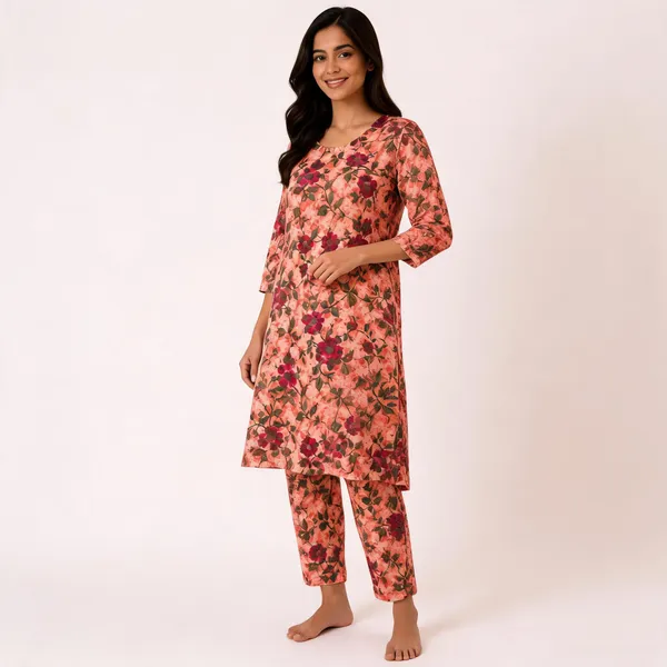 Peach_Cotton_Relaxed_Floral_Print_Loungewear_Coord_Set_For_Women