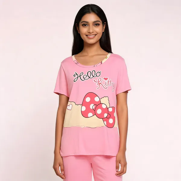 Pink_Cotton_Hello_Kitty_Print_Relaxed_Nightwear_Set_For_Girls