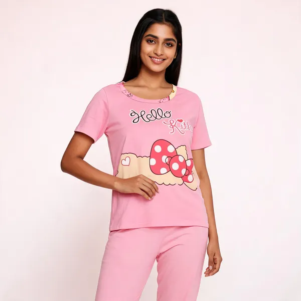 Pink_Cotton_Hello_Kitty_Print_Relaxed_Nightwear_Set_For_Girls