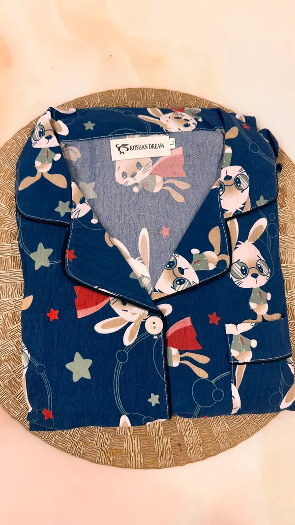 Navy_Blue_Crush_Cotton_Bunny_3-Piece_Night_suit