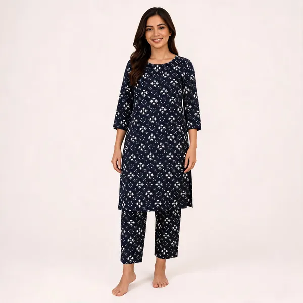 Navy_Blue_Cotton_Geometric_Print_Straight_Kurta_Pants_Night_Suit_For_Women