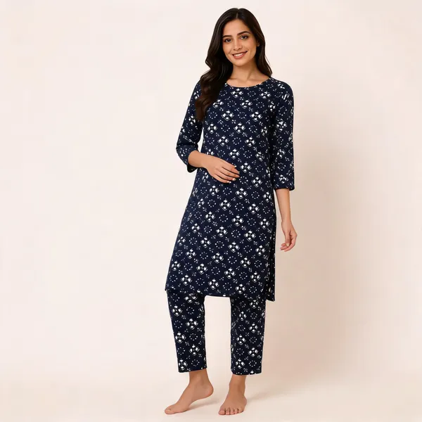 Navy_Blue_Cotton_Geometric_Print_Straight_Kurta_Pants_Night_Suit_For_Women