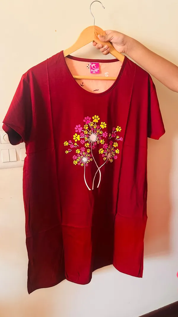 Maroon_Hosiery_Floral_Print_Round_Neck_T_Shirt_For_Women