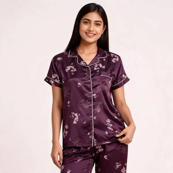 Purple_Italian_Satin_Floral_Print_Relaxed_Fit_Pajama_Set_For_Women