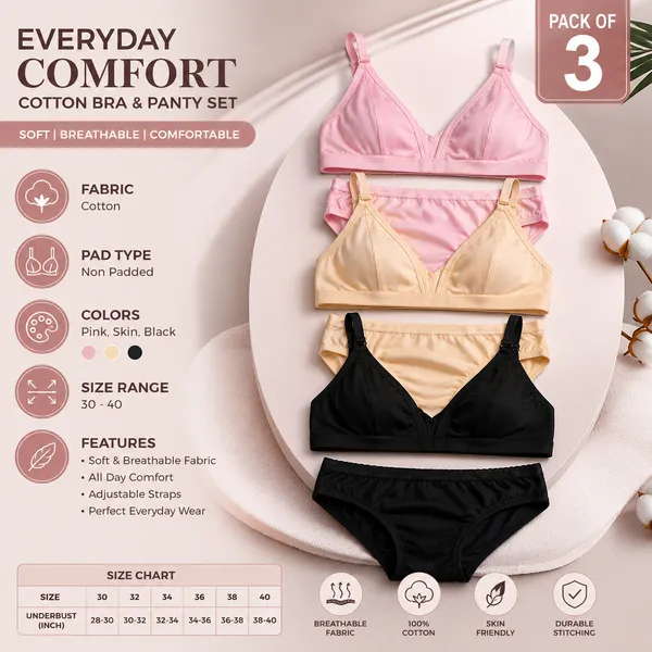 Multicolor_Cotton_Non_Padded_Bra_And_Panty_Set_for_Women