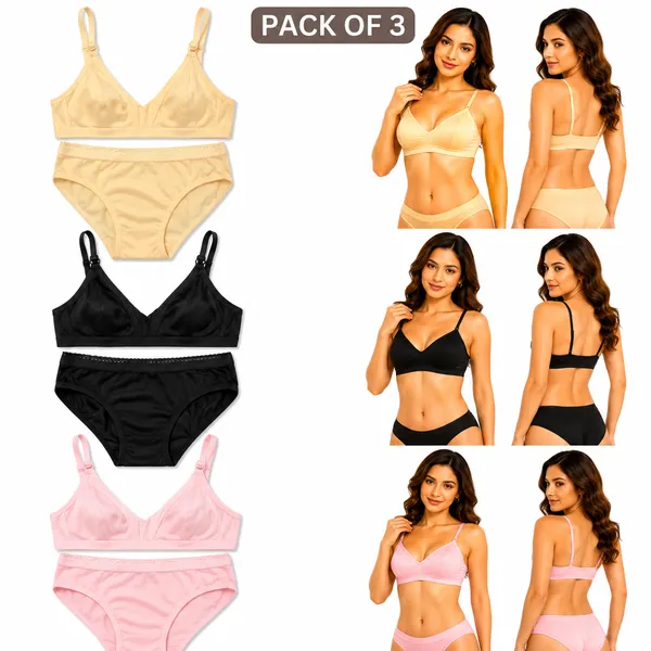 Multicolor_Cotton_Non_Padded_Bra_And_Panty_Set_for_Women