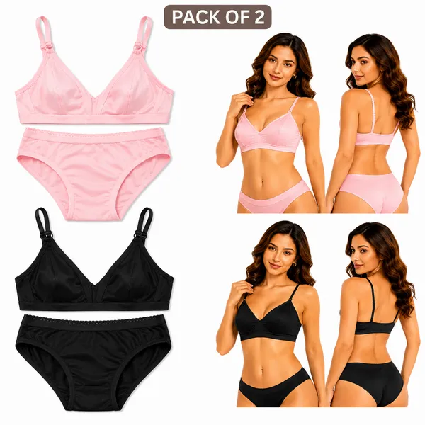 Multicolor_Cotton_Non_Padded_Bra_And_Panty_Set_for_Women