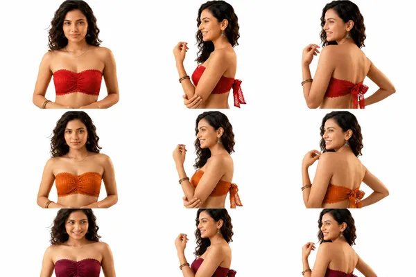 SOFTSWAY_Women's_Padded_Lace_Tube_Bra_|_Strapless_Net_Bandeau_Bra_|_Soft_Stretch_Tube_Top_|_Hook_Closure_|_Orange,_Wine_&_Red_|_Size_36