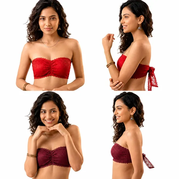 SOFTSWAY_Women's_Padded_Lace_Tube_Bra_|_Strapless_Net_Lace_Bandeau_Bra_|_Hook_Up_Tube_Top_Bra_for_Women_&_Girls_|_Non-Wired_Stretch_Tube_Bra_|_Red_&_Wine_|_Size_36