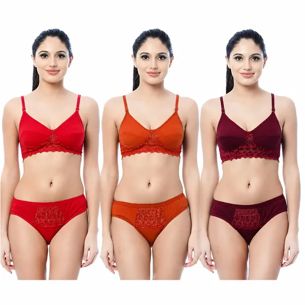 SOFTSWAY_Women_Bra_Panty_Set_Non_Padded_Wirefree_|_Lace_Lingerie_Set_for_Women_|_Soft_Cotton_Blend_Everyday_Innerwear_|_Magenta,Red,Maroon_-_Pack_of_3