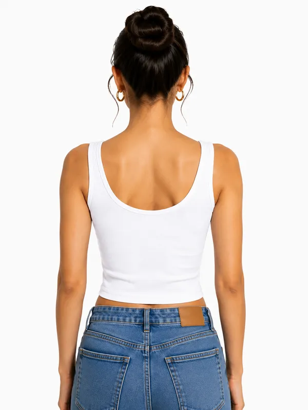 Women_Cotton_Padded_Ribbed_White_Crop_Top