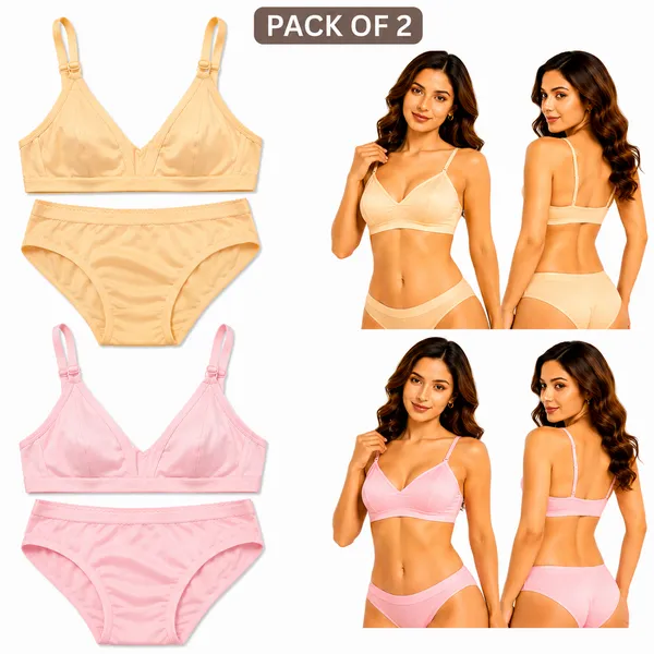 Multicolor_Cotton_Non_Padded_Bra_And_Panty_Set_for_Women