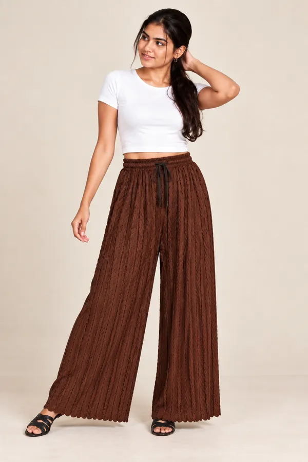 Brown_khajoori_kniting_Lycra_Sarinaa_Pleated_Trouser_For_Women