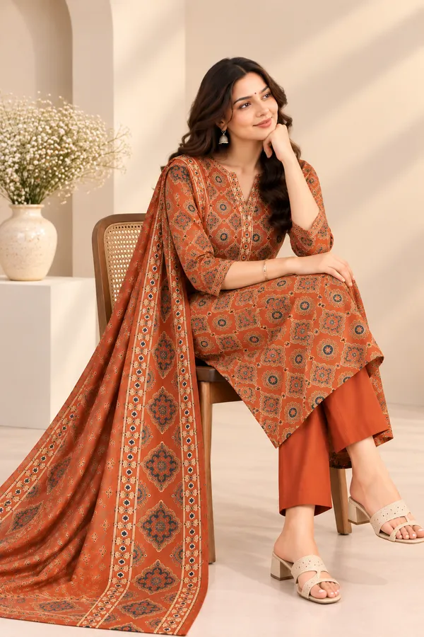 Akriti_oreng_reyon_kurti_set