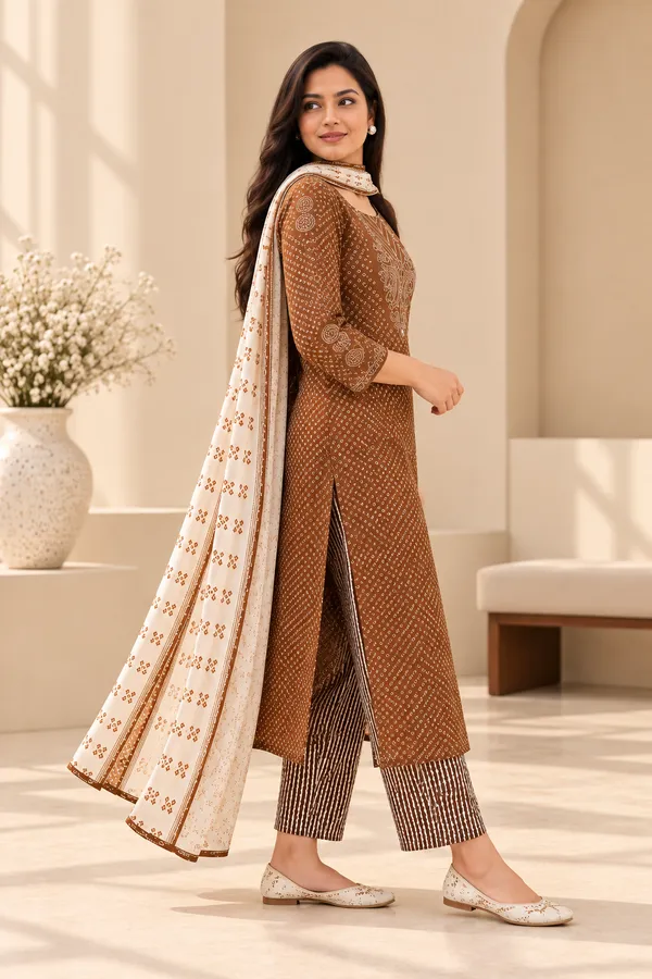 Bandhani_Bliss_printed_kurti_set_(light_ornang)