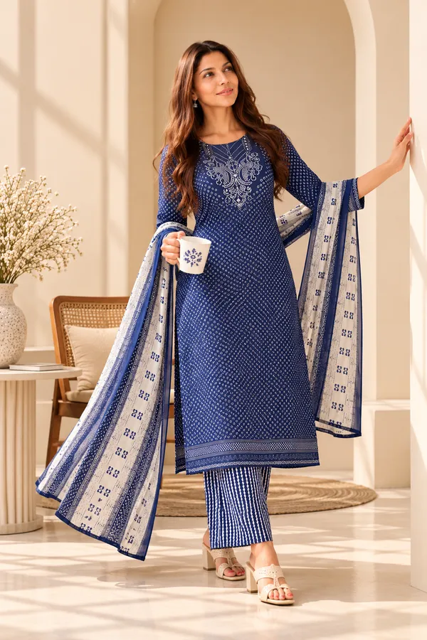 Bandhani_Bliss_printed_kurti_set(blue)