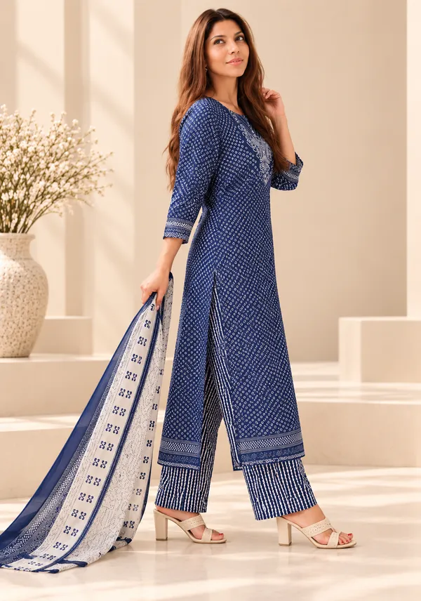 Bandhani_Bliss_printed_kurti_set(blue)