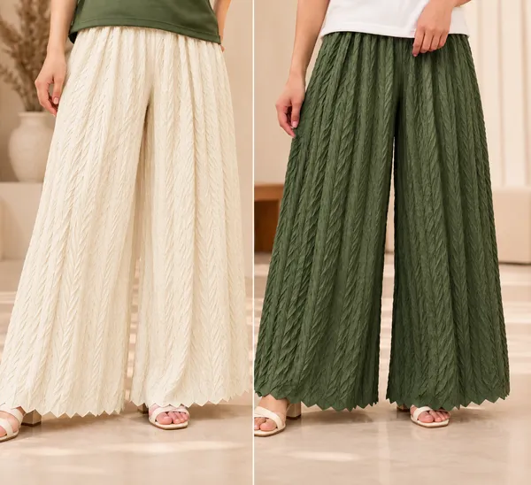 Olive_Green_&_offWhite__khajoori_kiting_laycra_palazzo_Trouser_For_Women_(Pack_Of_2)