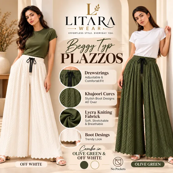 Olive_Green_&_offWhite__khajoori_kiting_laycra_palazzo_Trouser_For_Women_(Pack_Of_2)