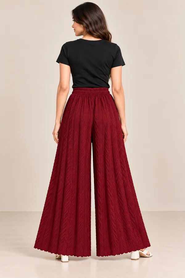 Maroon_khajoori_knitting_lycra_plazzos_For_Women_Without_Pockets