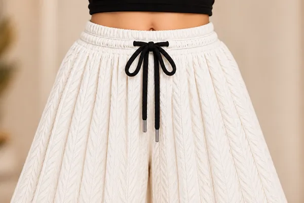 White_khajoori_kniting_Lycra__Pleated_Trouser_For_Women