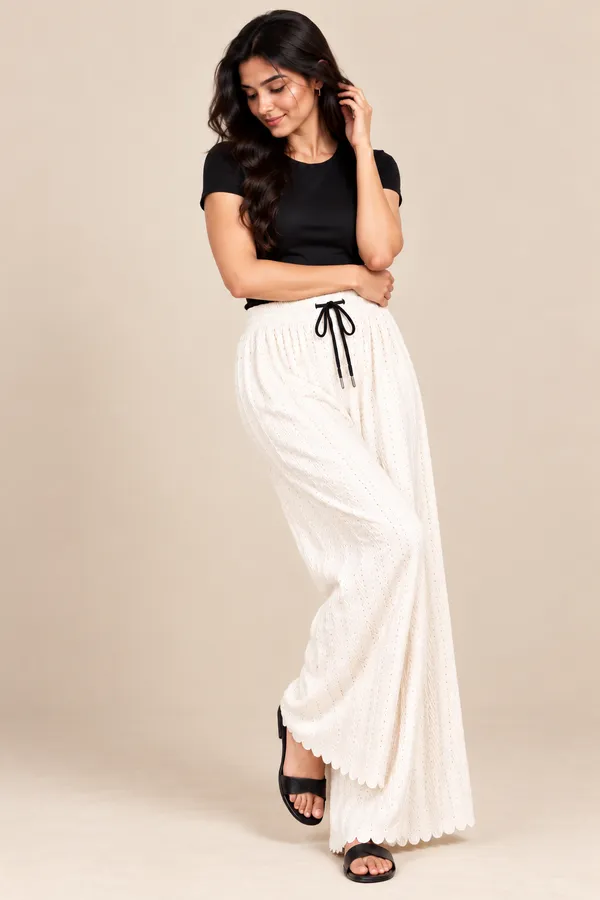 White_khajoori_kniting_Lycra__Pleated_Trouser_For_Women