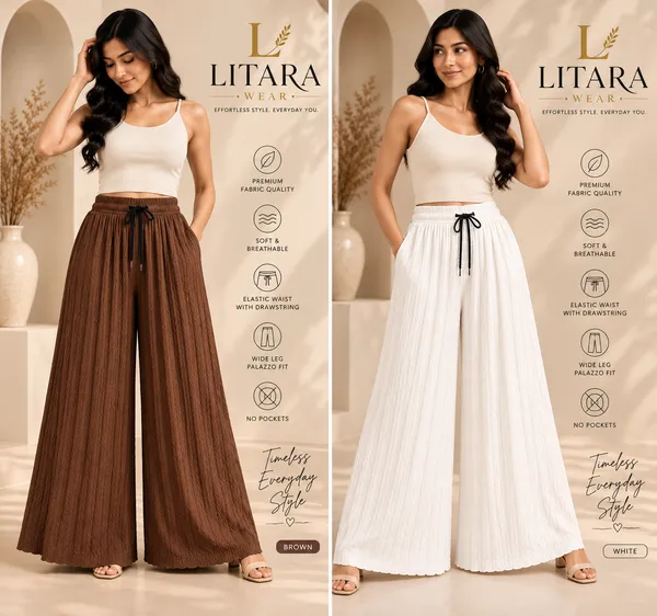 Brown_&_White_Khajoori_kiniting_lycra_Sarina_Pleated_Trouser_For_Women_(Pack_Of_2)