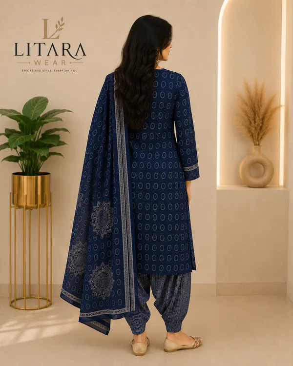 Blue_Circular_Printed_Cotton_Rayon_Kurti_For_Women's